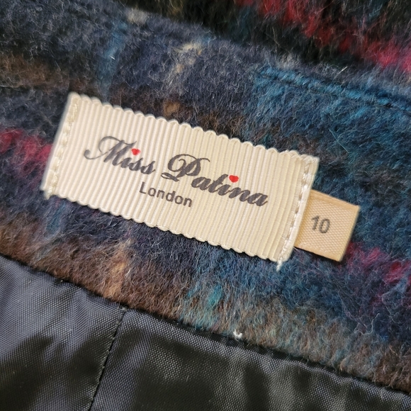 Miss Patina London Galloway Academia Tartan Plaid Wool Blend Wrap Skirt UK 10 6 - Picture 11 of 16